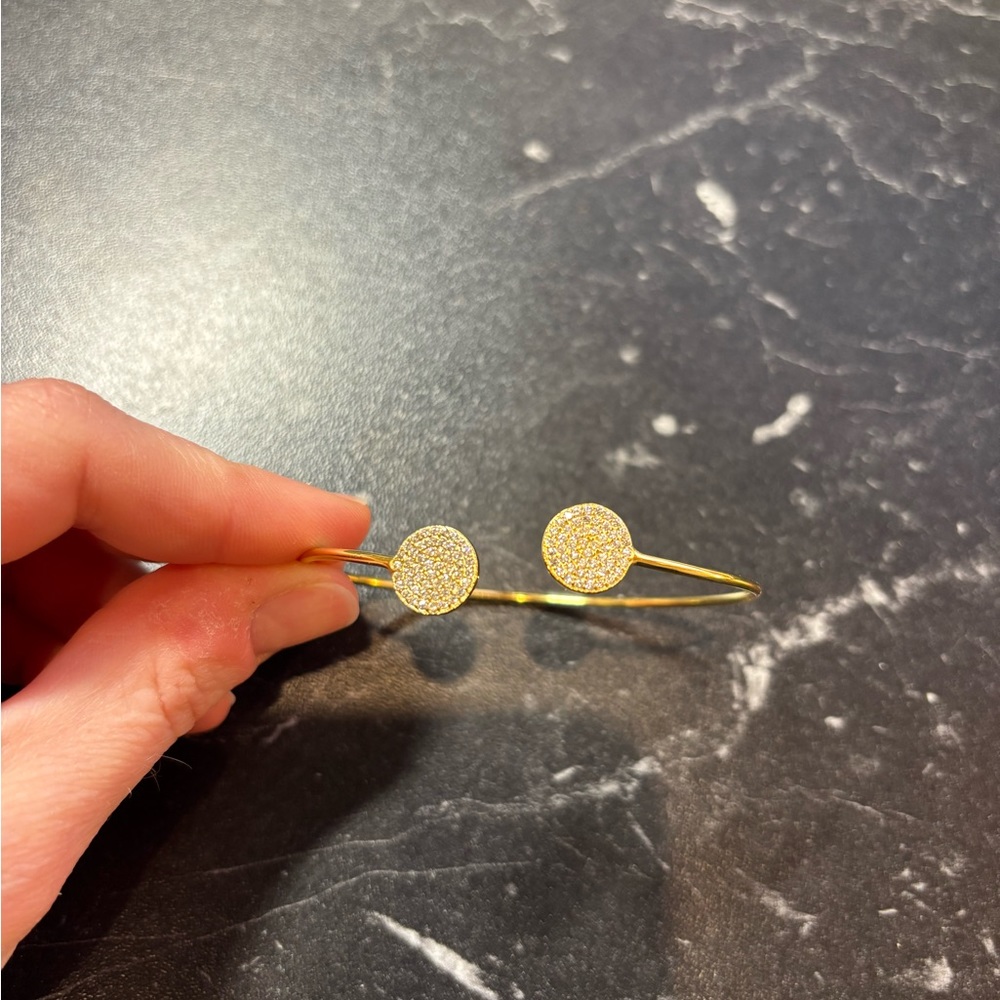 Gold Plated CZ Cuff Bracelet - Picture 6 of 6